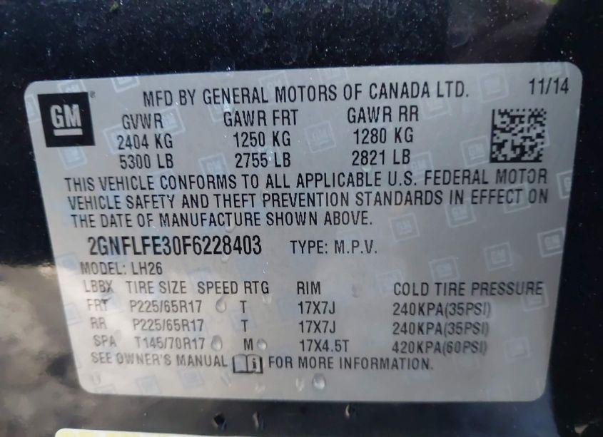 Photo 9 of 2015 Chevrolet Equinox 1LT (VIN 2GNFLFE30F6228403)