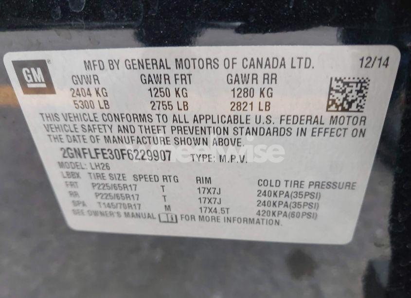 Photo 9 of 2015 Chevrolet Equinox 1LT (VIN 2GNFLFE30F6229907)