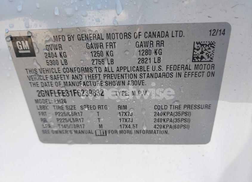 Photo 9 of 2015 Chevrolet Equinox 1LT (VIN 2GNFLFE31F6239832)