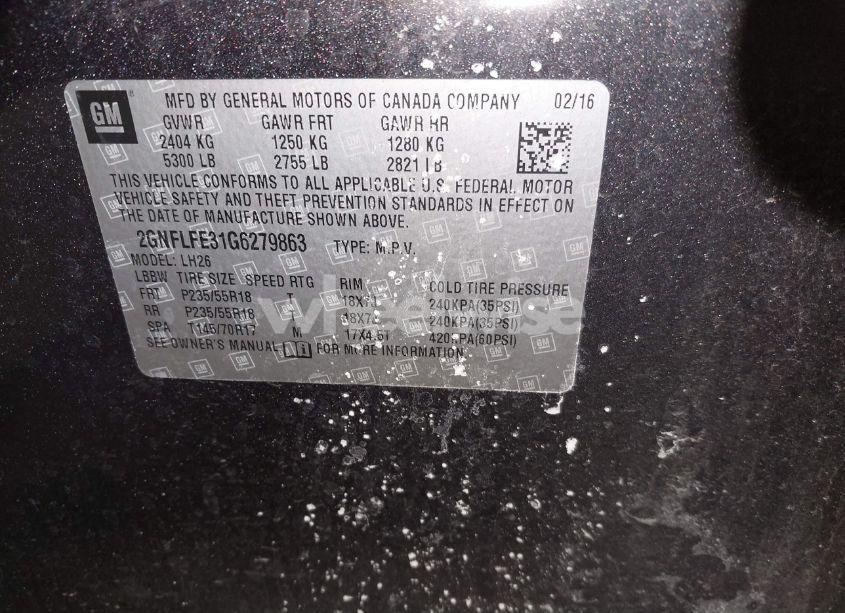 Photo 9 of 2016 Chevrolet Equinox LT (VIN 2GNFLFE31G6279863)