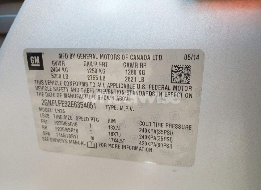 Photo 9 of 2014 Chevrolet Equinox 1LT (VIN 2GNFLFE32E6354051)