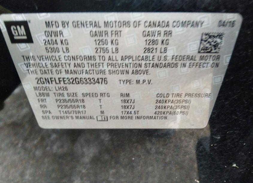 Photo 9 of 2016 Chevrolet Equinox LT (VIN 2GNFLFE32G6333476)