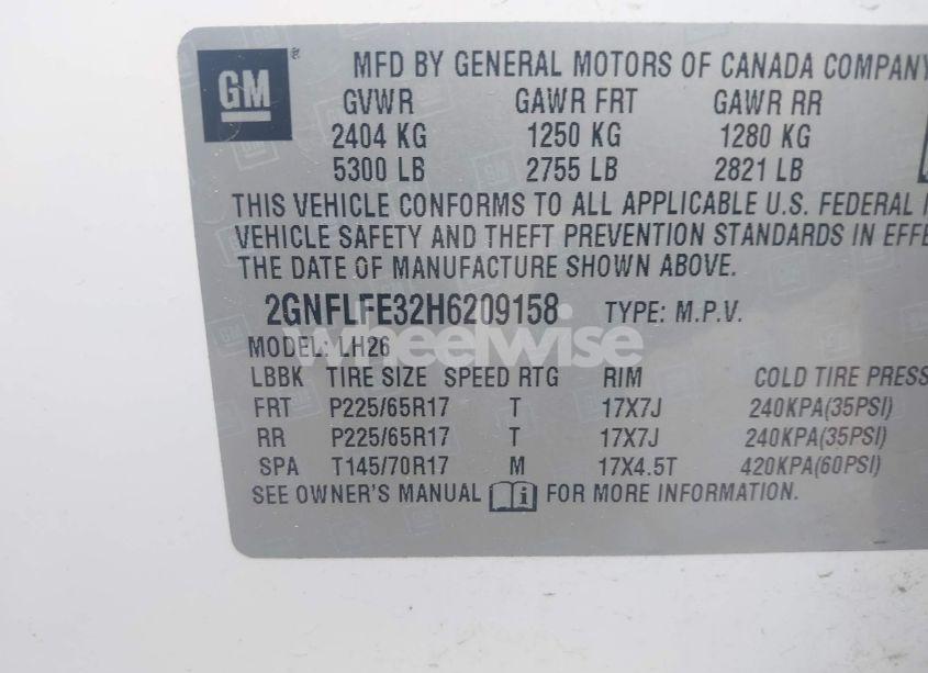 Photo 9 of 2017 Chevrolet Equinox LT (VIN 2GNFLFE32H6209158)