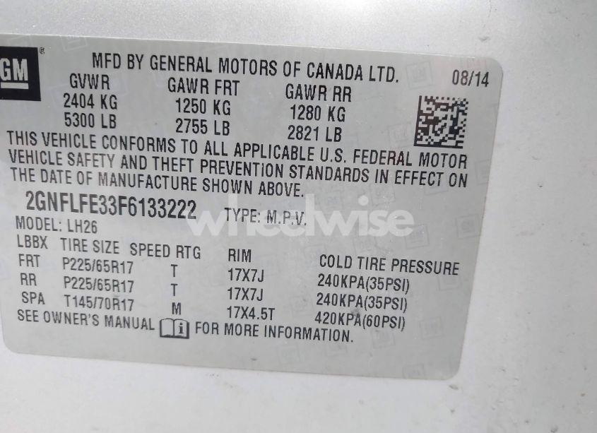 Photo 9 of 2015 Chevrolet Equinox 1LT (VIN 2GNFLFE33F6133222)