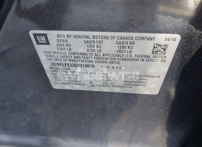 Photo 9 of 2016 Chevrolet Equinox LT (VIN 2GNFLFE33G6314810)