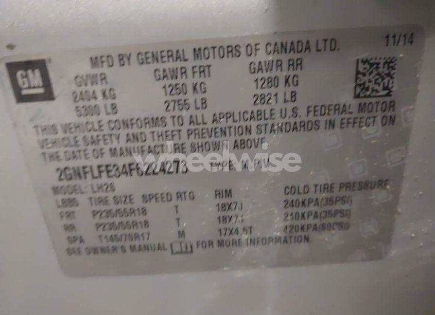 Photo 9 of 2015 Chevrolet Equinox 1LT (VIN 2GNFLFE34F6224273)