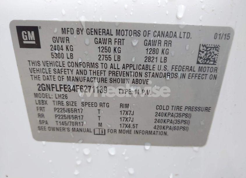 Photo 9 of 2015 Chevrolet Equinox 1LT (VIN 2GNFLFE34F6271139)