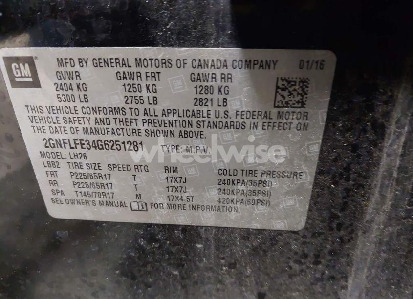 Photo 9 of 2016 Chevrolet Equinox LT (VIN 2GNFLFE34G6251281)