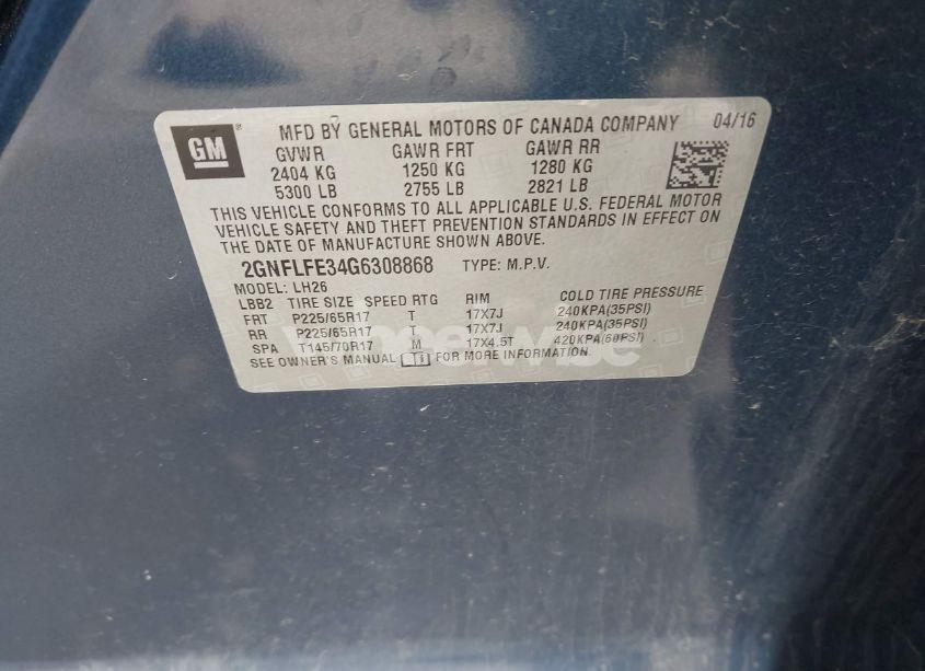 Photo 9 of 2016 Chevrolet Equinox LT (VIN 2GNFLFE34G6308868)