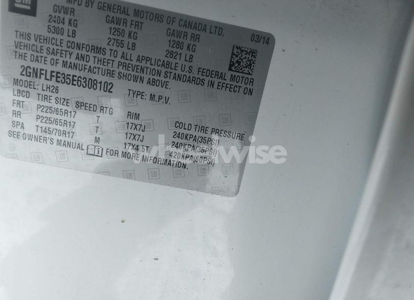 Photo 9 of 2014 Chevrolet Equinox 1LT (VIN 2GNFLFE35E6308102)