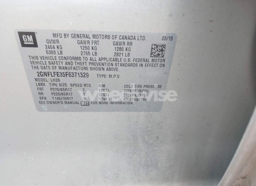 Photo 9 of 2015 Chevrolet Equinox 1LT (VIN 2GNFLFE35F6371329)