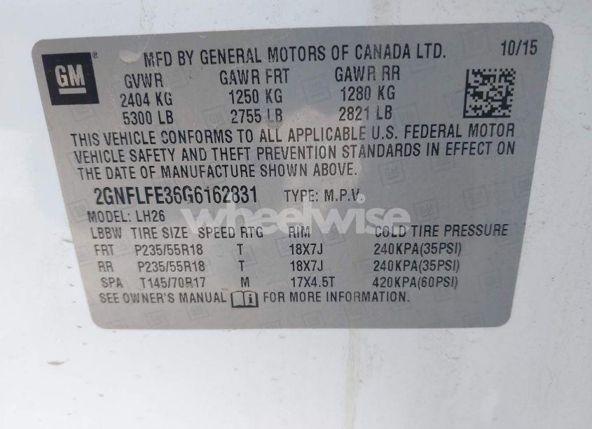 Photo 9 of 2016 Chevrolet Equinox LT (VIN 2GNFLFE36G6162831)