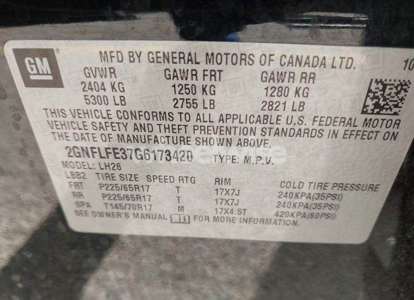 Photo 9 of 2016 Chevrolet Equinox LT (VIN 2GNFLFE37G6173420)