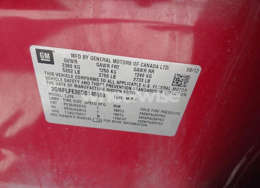 Photo 9 of 2013 Chevrolet Equinox LTZ (VIN 2GNFLFE38D6148800)