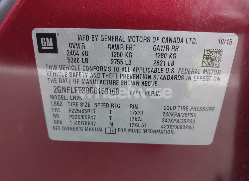 Photo 9 of 2016 Chevrolet Equinox LT (VIN 2GNFLFE38G6159168)