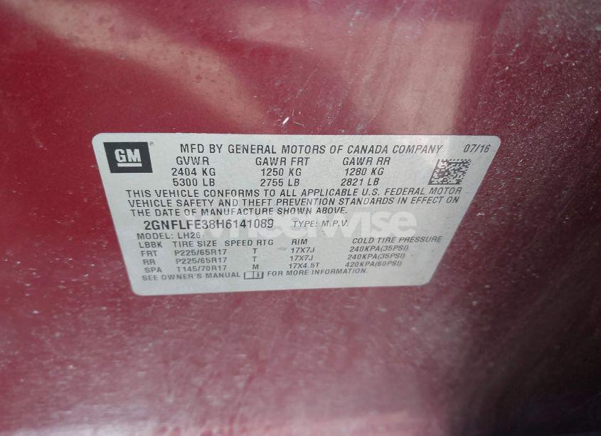 Photo 9 of 2017 Chevrolet Equinox LT (VIN 2GNFLFE38H6141089)