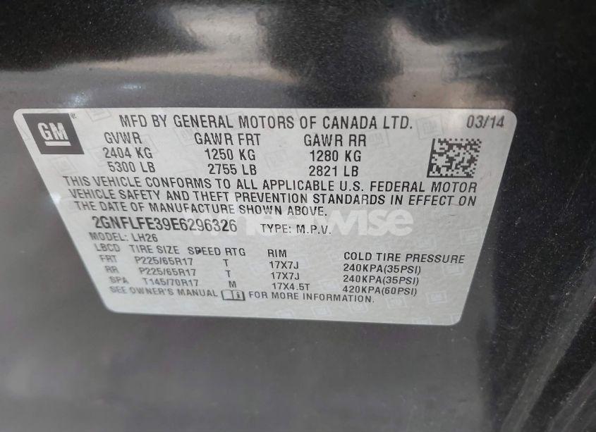 Photo 9 of 2014 Chevrolet Equinox 1LT (VIN 2GNFLFE39E6296326)