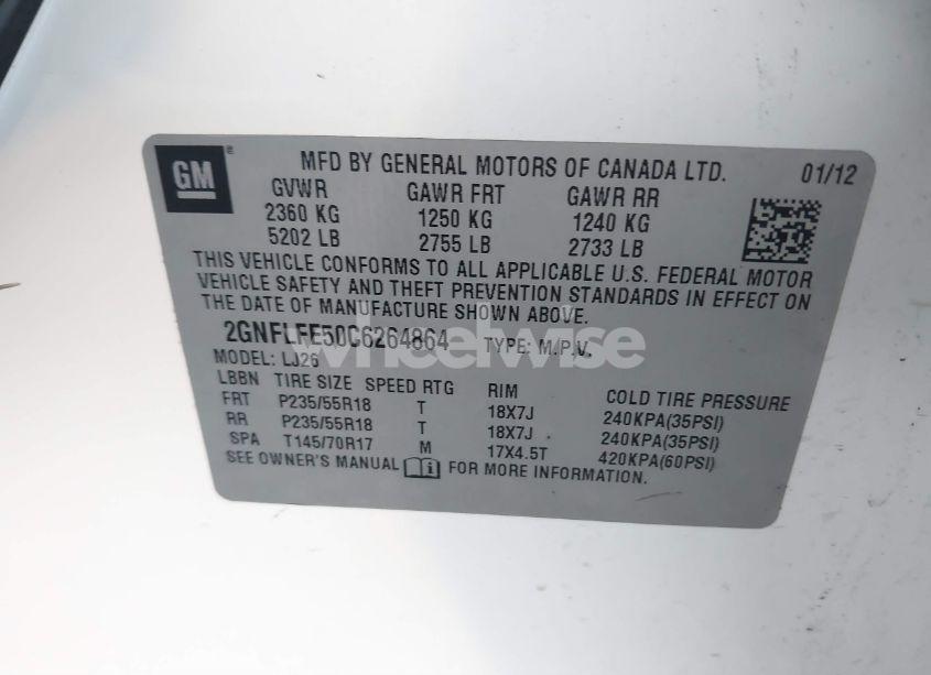 Photo 9 of 2012 Chevrolet Equinox LTZ (VIN 2GNFLFE50C6264864)