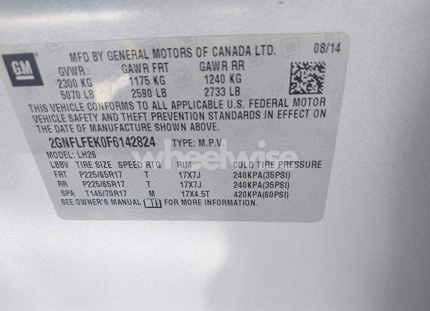 Photo 9 of 2015 Chevrolet Equinox 1LT (VIN 2GNFLFEK0F6142824)