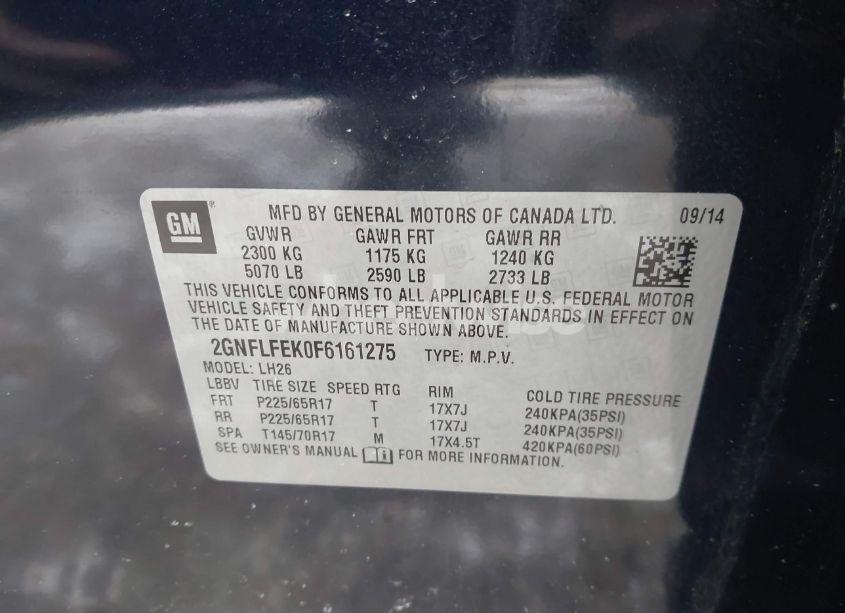 Photo 9 of 2015 Chevrolet Equinox 1LT (VIN 2GNFLFEK0F6161275)