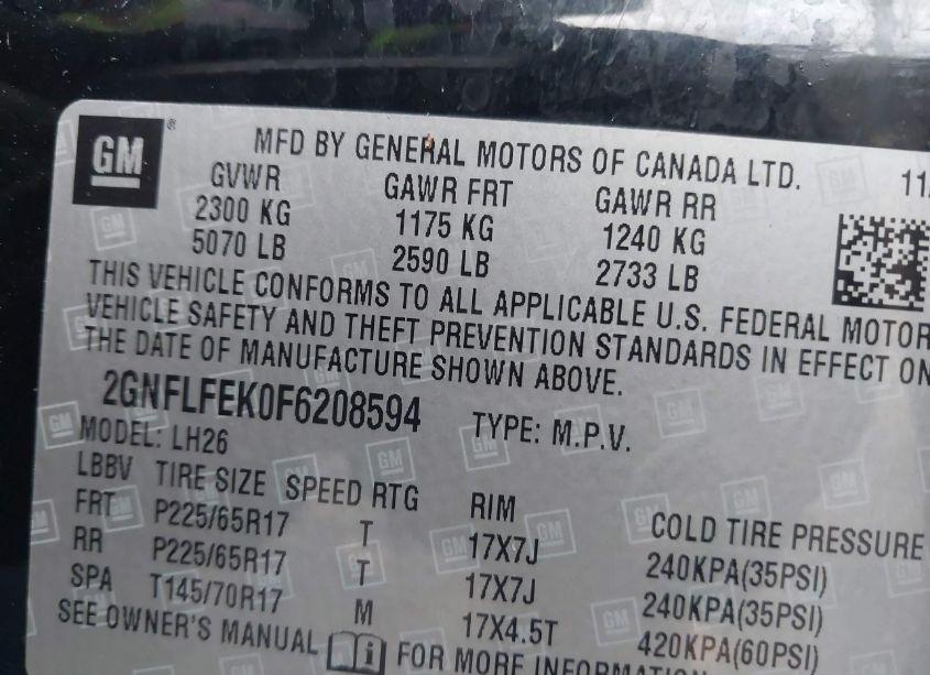 Photo 9 of 2015 Chevrolet Equinox 1LT (VIN 2GNFLFEK0F6208594)