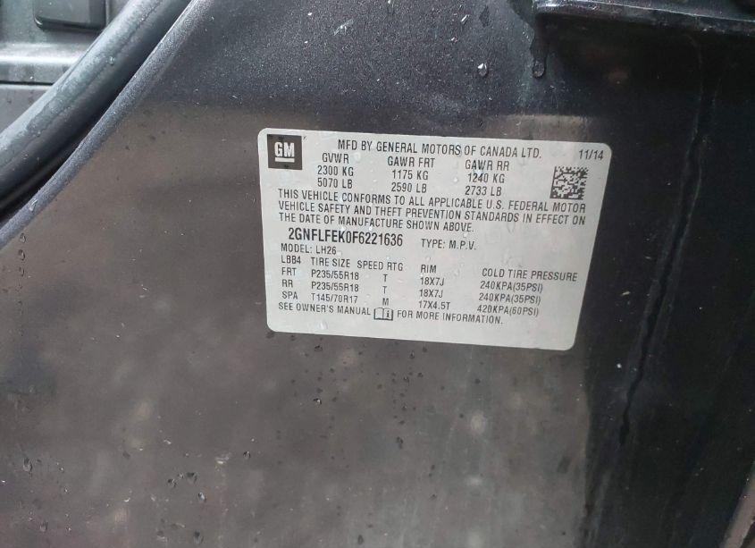 Photo 9 of 2015 Chevrolet Equinox 1LT (VIN 2GNFLFEK0F6221636)