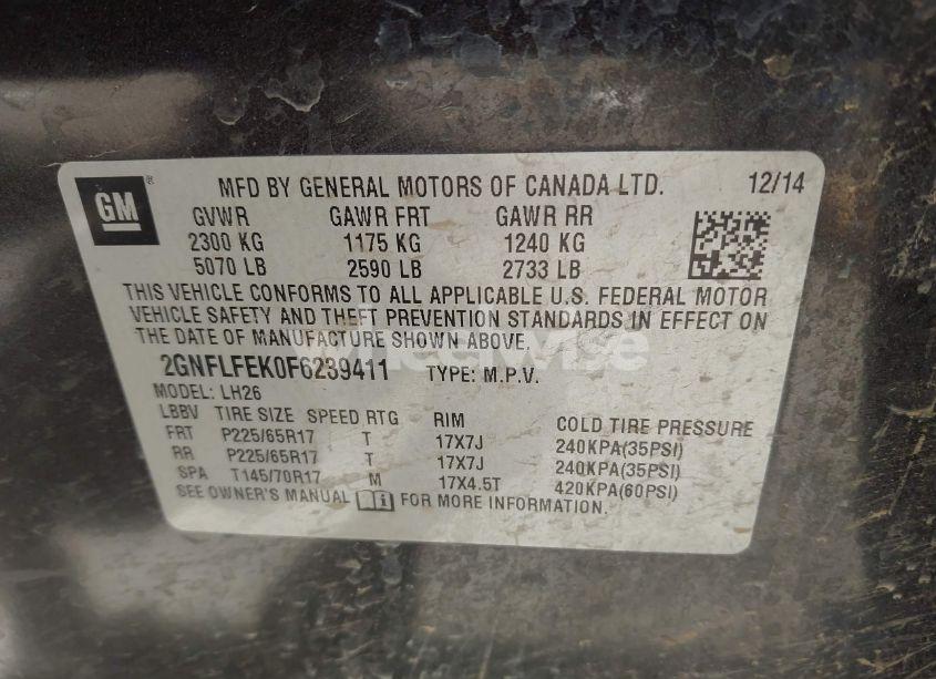 Photo 9 of 2015 Chevrolet Equinox 1LT (VIN 2GNFLFEK0F6239411)