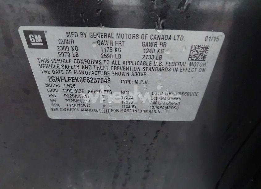 Photo 9 of 2015 Chevrolet Equinox 1LT (VIN 2GNFLFEK0F6257648)