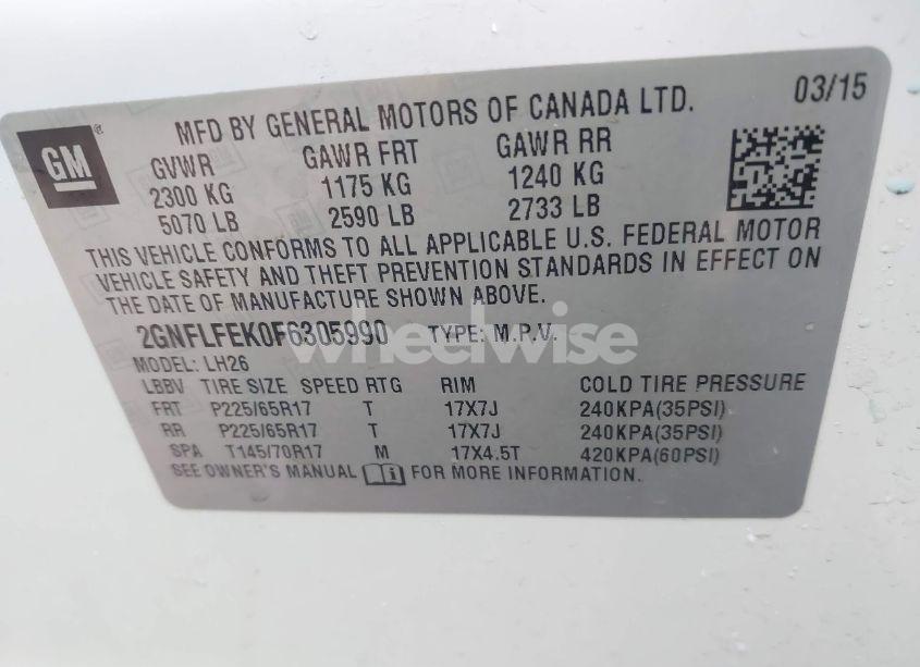 Photo 9 of 2015 Chevrolet Equinox 1LT (VIN 2GNFLFEK0F6305990)