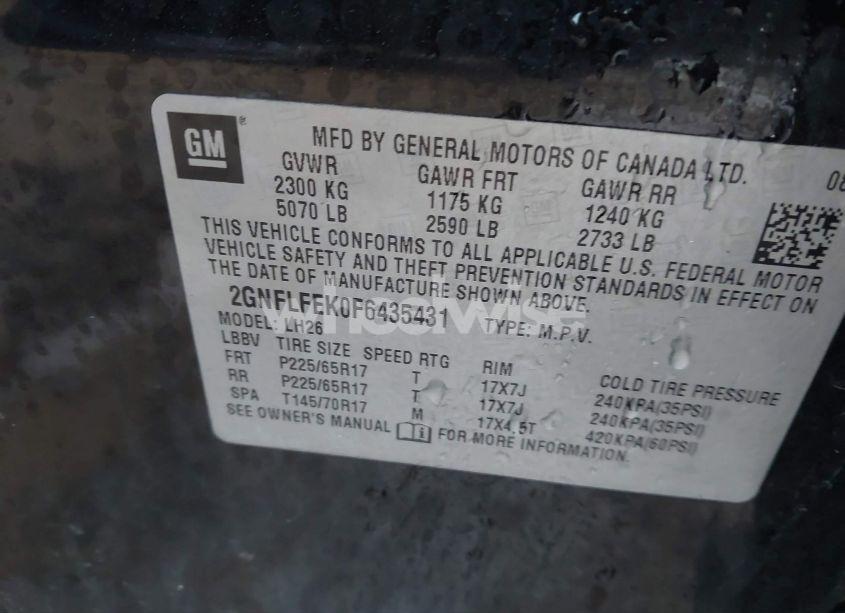 Photo 9 of 2015 Chevrolet Equinox 1LT (VIN 2GNFLFEK0F6435431)