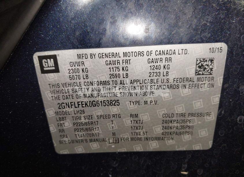 Photo 9 of 2016 Chevrolet Equinox LT (VIN 2GNFLFEK0G6153825)