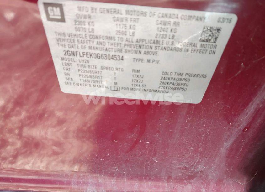 Photo 9 of 2016 Chevrolet Equinox LT (VIN 2GNFLFEK0G6304534)