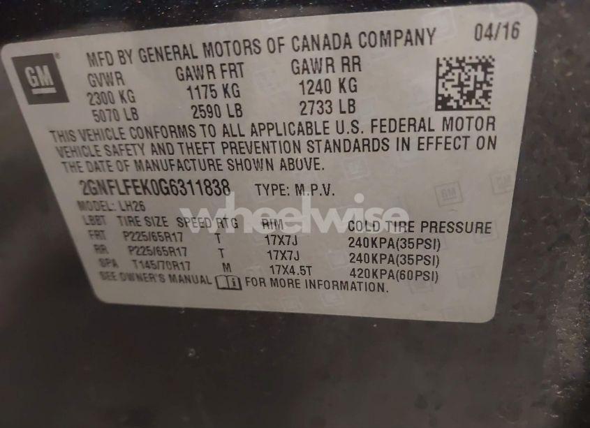 Photo 9 of 2016 Chevrolet Equinox LT (VIN 2GNFLFEK0G6311838)