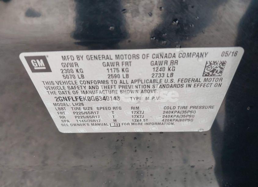 Photo 9 of 2016 Chevrolet Equinox LT (VIN 2GNFLFEK0G6340143)