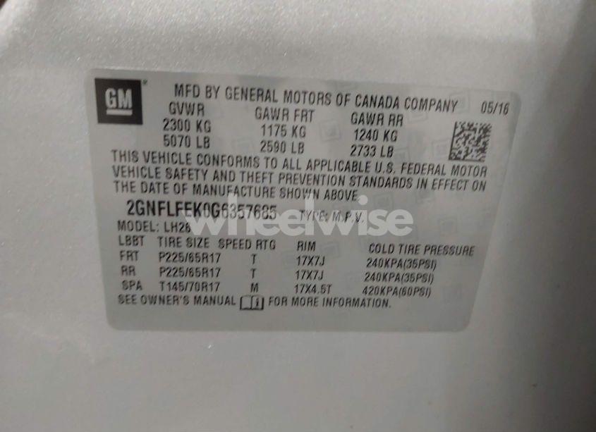 Photo 9 of 2016 Chevrolet Equinox LT (VIN 2GNFLFEK0G6357685)