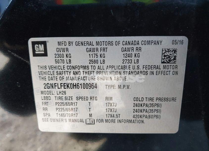 Photo 9 of 2017 Chevrolet Equinox LT (VIN 2GNFLFEK0H6100964)