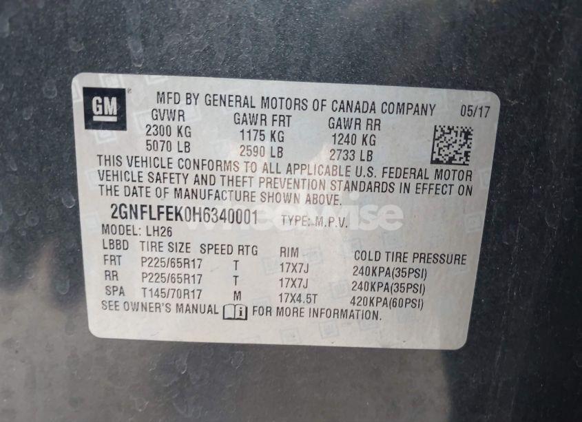 Photo 9 of 2017 Chevrolet Equinox LT (VIN 2GNFLFEK0H6340001)