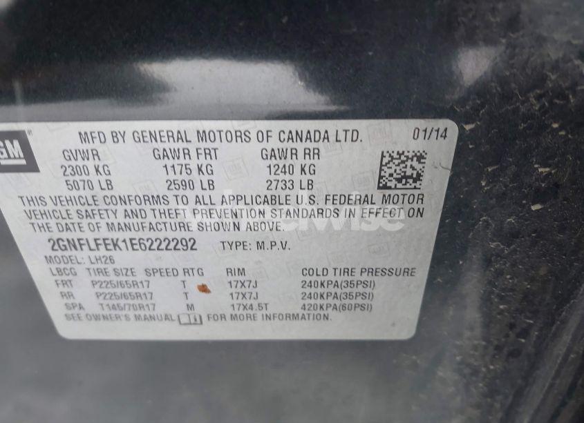 Photo 9 of 2014 Chevrolet Equinox 1LT (VIN 2GNFLFEK1E6222292)