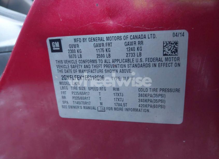 Photo 9 of 2014 Chevrolet Equinox 1LT (VIN 2GNFLFEK1E6318696)