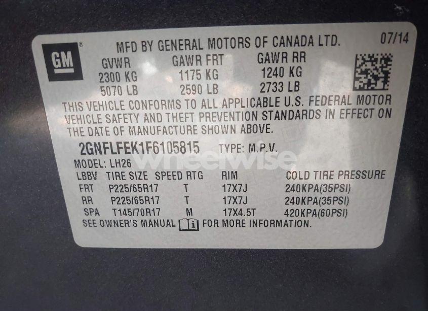 Photo 9 of 2015 Chevrolet Equinox 1LT (VIN 2GNFLFEK1F6105815)