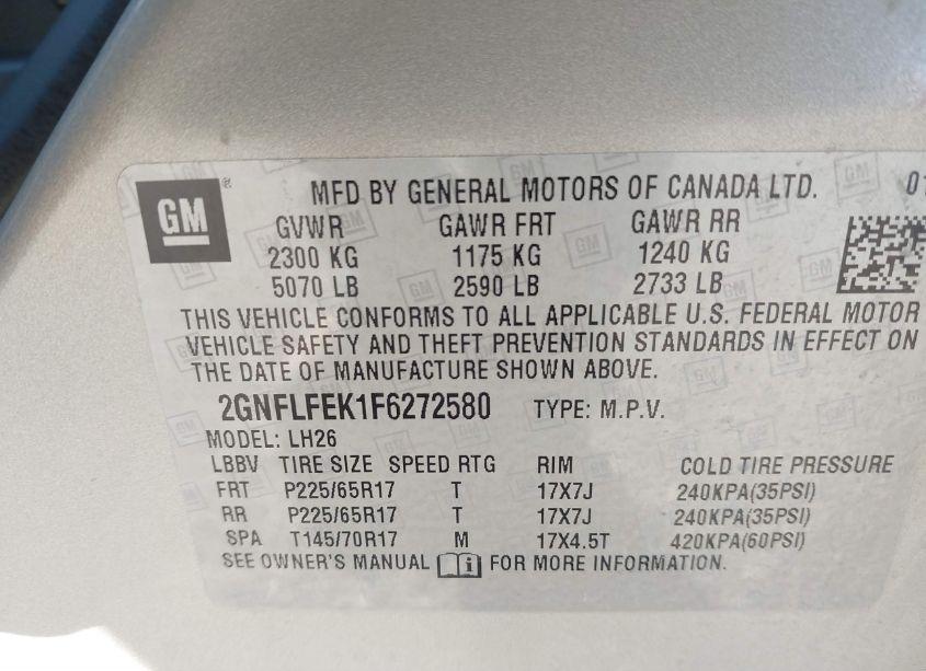 Photo 9 of 2015 Chevrolet Equinox 1LT (VIN 2GNFLFEK1F6272580)
