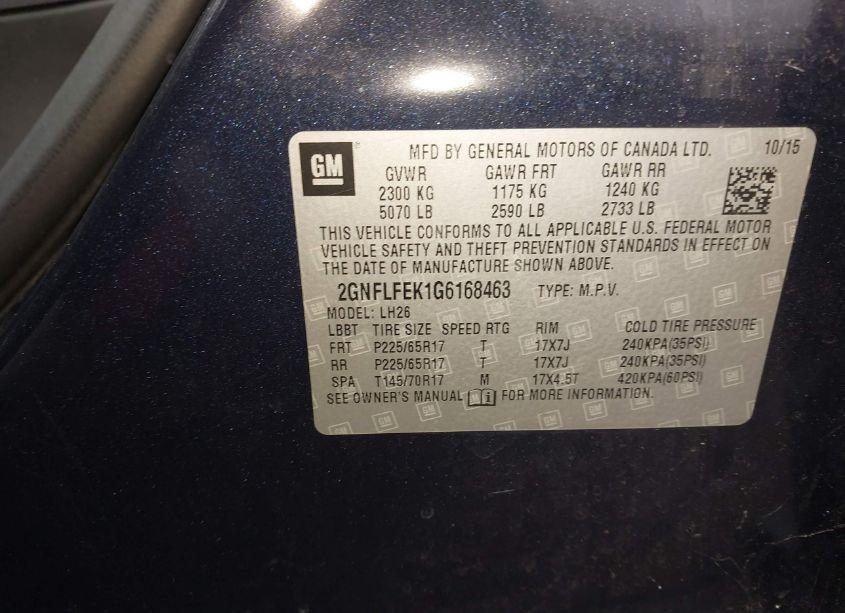 Photo 9 of 2016 Chevrolet Equinox LT (VIN 2GNFLFEK1G6168463)