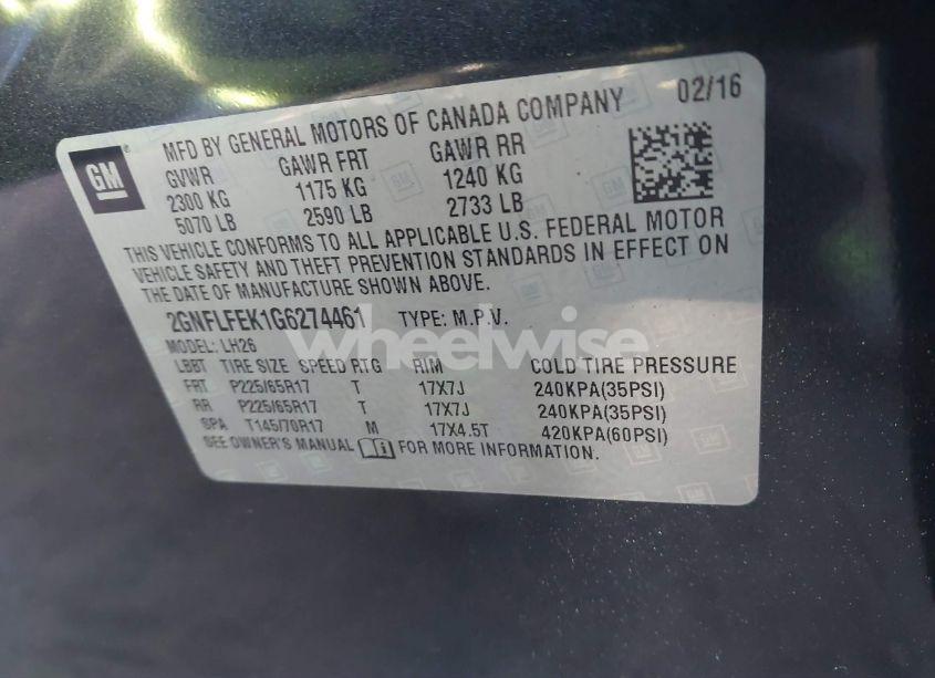 Photo 9 of 2016 Chevrolet Equinox (VIN 2GNFLFEK1G6274461)