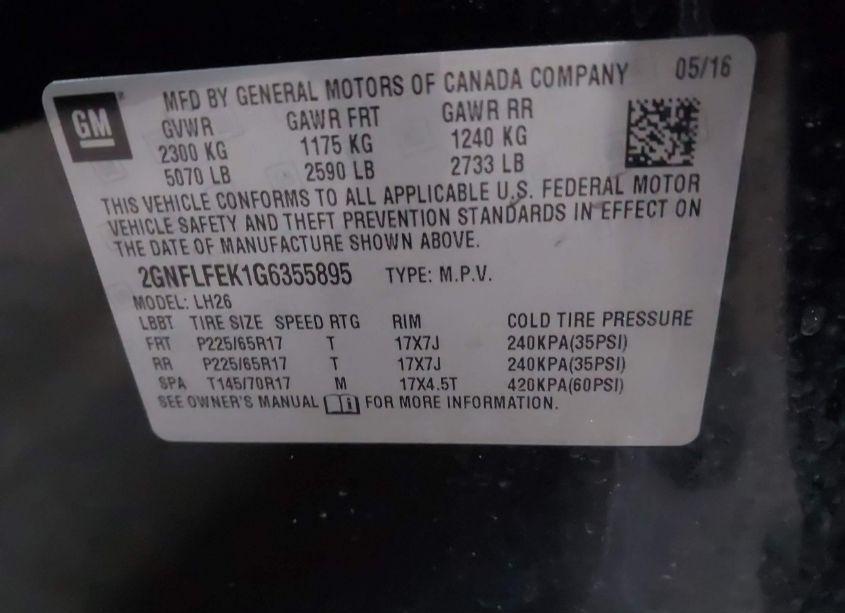 Photo 9 of 2016 Chevrolet Equinox LT (VIN 2GNFLFEK1G6355895)