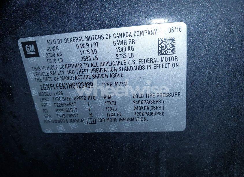 Photo 9 of 2017 Chevrolet Equinox LT (VIN 2GNFLFEK1H6123489)