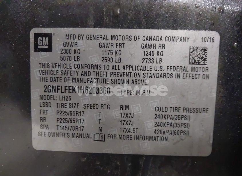 Photo 9 of 2017 Chevrolet Equinox LT (VIN 2GNFLFEK1H6203360)