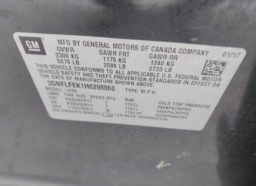 Photo 9 of 2017 Chevrolet Equinox LT (VIN 2GNFLFEK1H6298860)