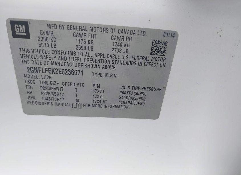 Photo 9 of 2014 Chevrolet Equinox 1LT (VIN 2GNFLFEK2E6236671)