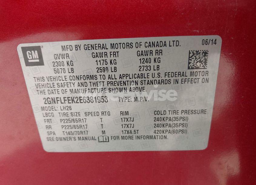 Photo 9 of 2014 Chevrolet Equinox 1LT (VIN 2GNFLFEK2E6381953)