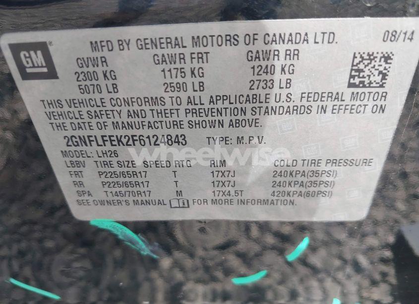 Photo 9 of 2015 Chevrolet Equinox 1LT (VIN 2GNFLFEK2F6124843)